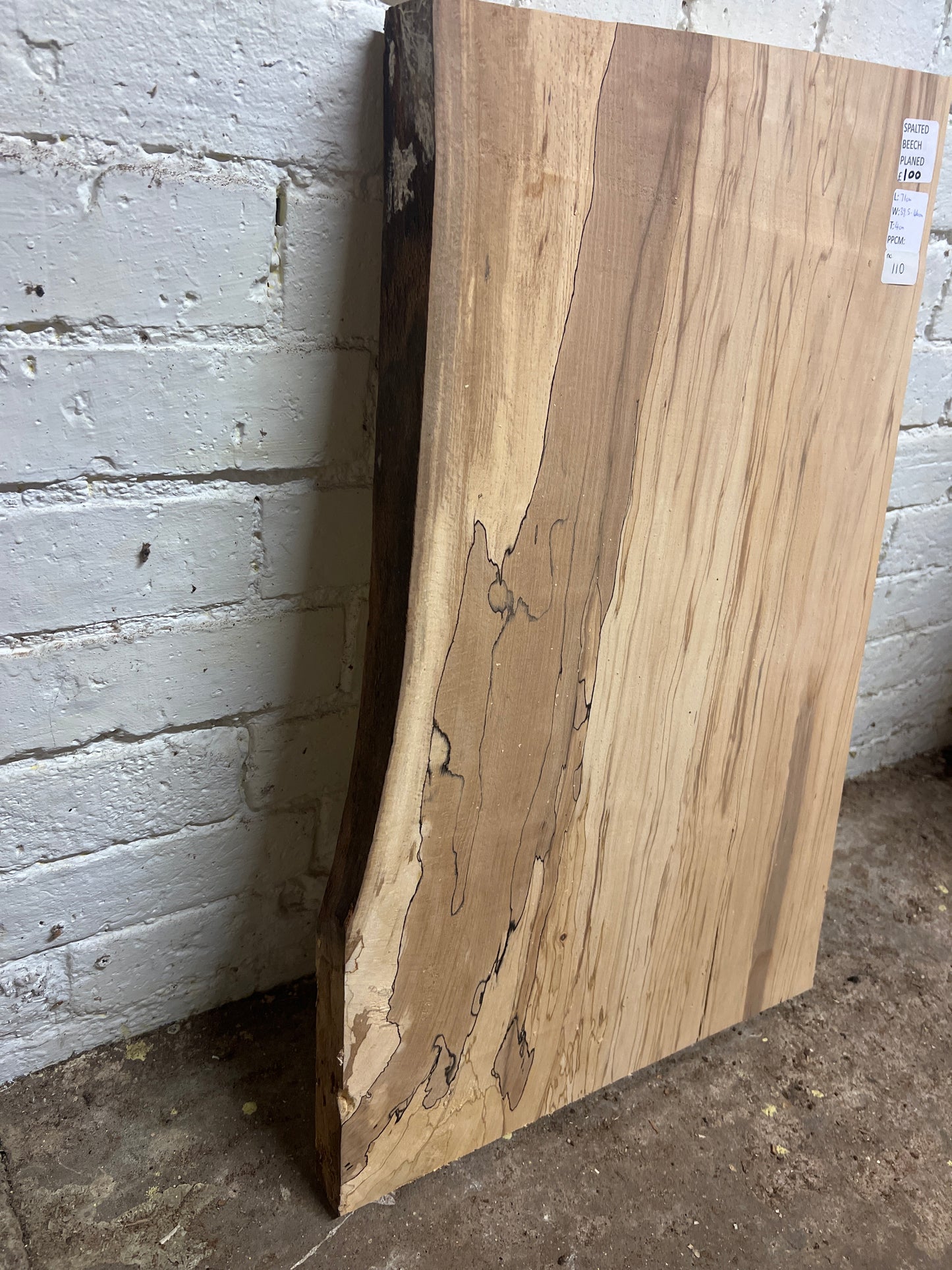 Spalted Beech No 110 - 710x395-460x40mm Planed