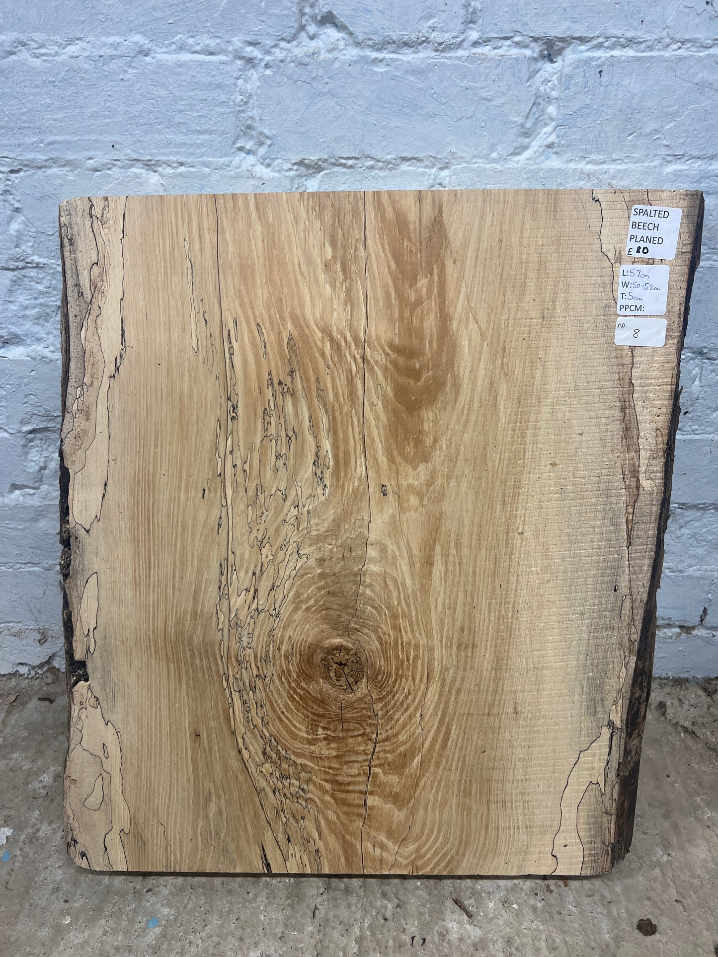 Spalted Beech No 8 - 570x500-520x50mm Planed