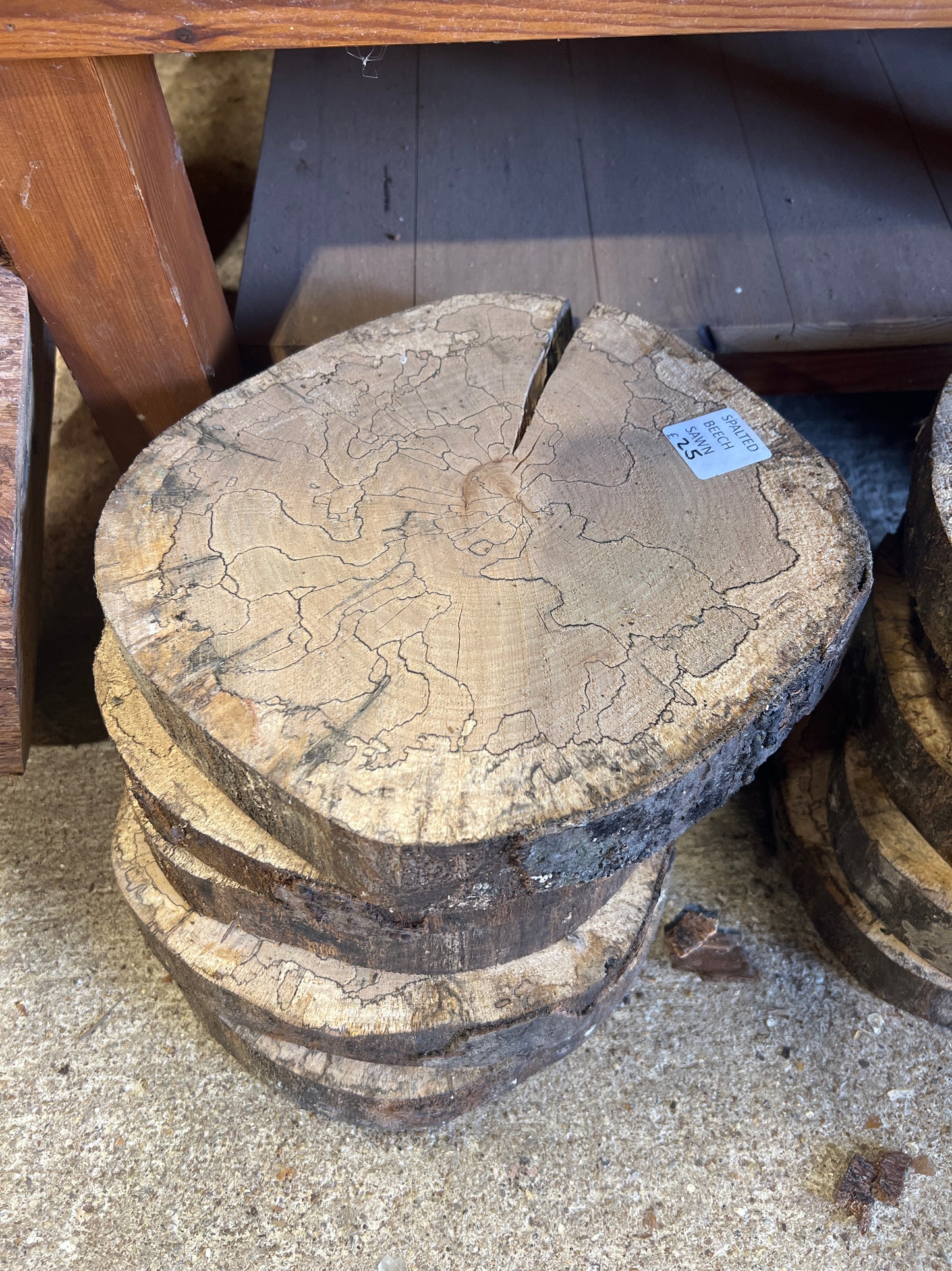 Spalted Beech Round No 232 - 290x300x50mm Sawn