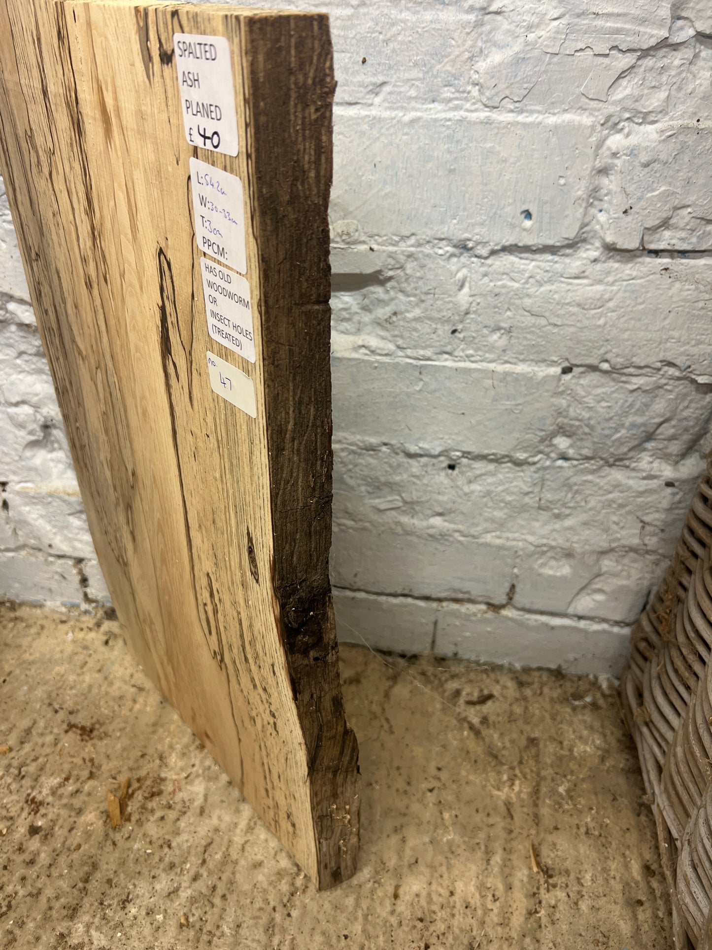 Spalted Ash No 47 - 542x300-330x30mm Planed
