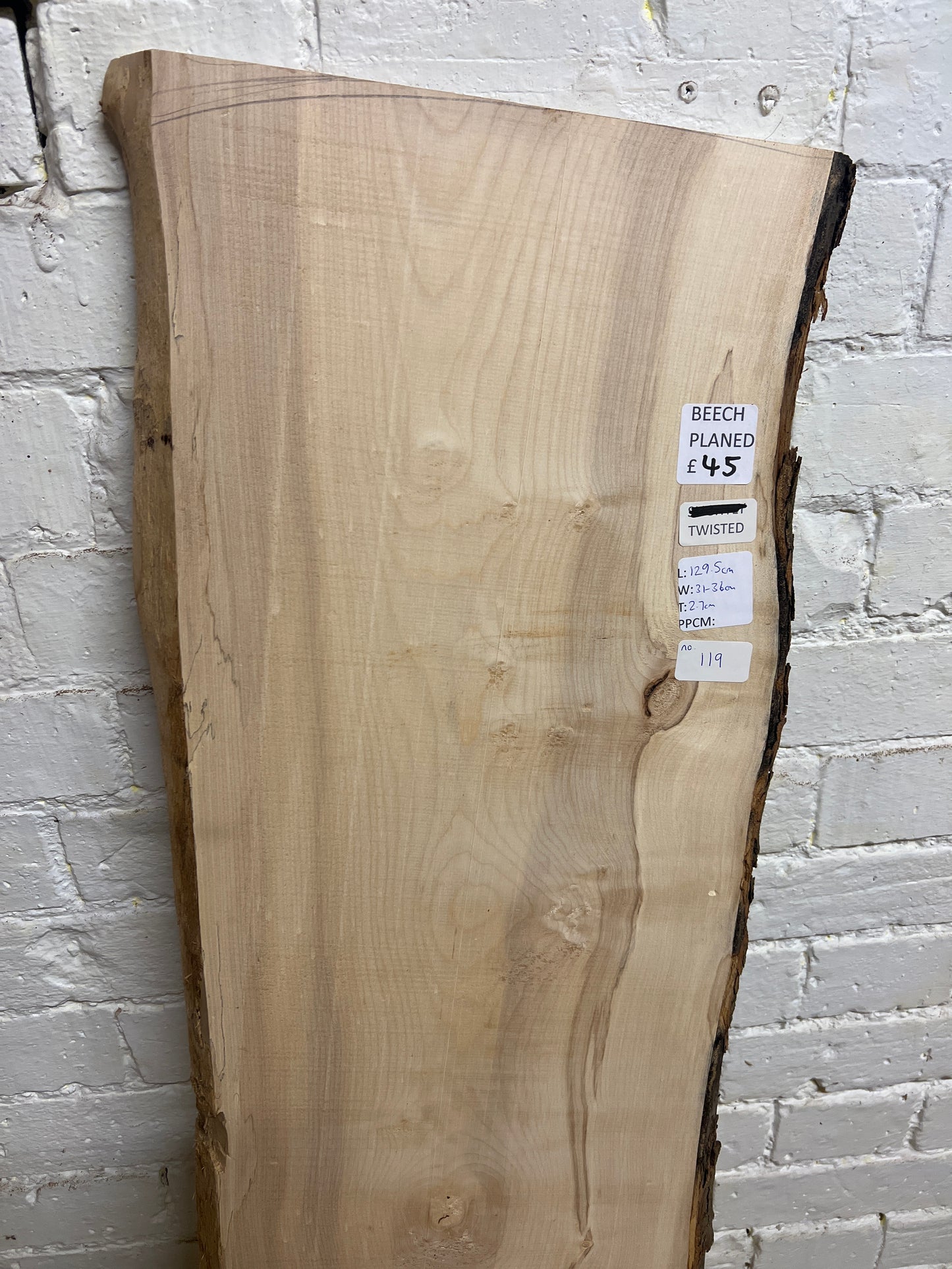 Beech No 119 - 1295x310-360x27mm Planed
