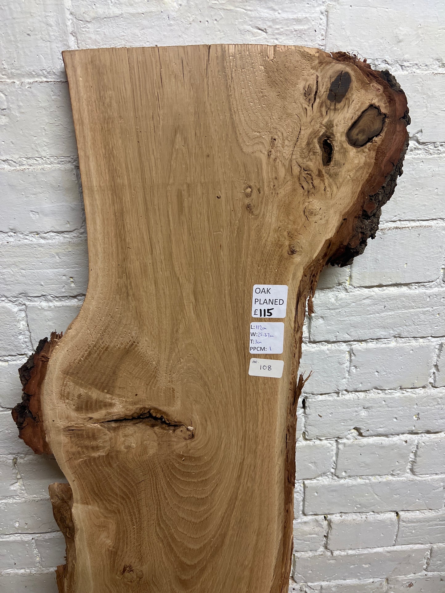 Oak No 108 - 1120x250-370x30mm Planed