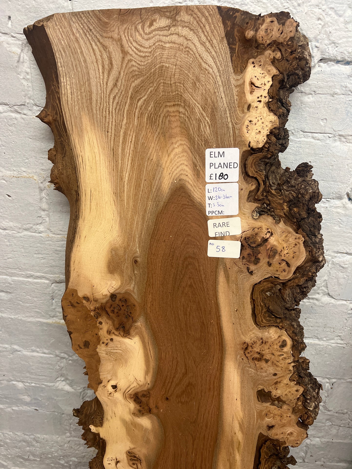Burr Elm No 58 - 1200x240-360x33mm Planed