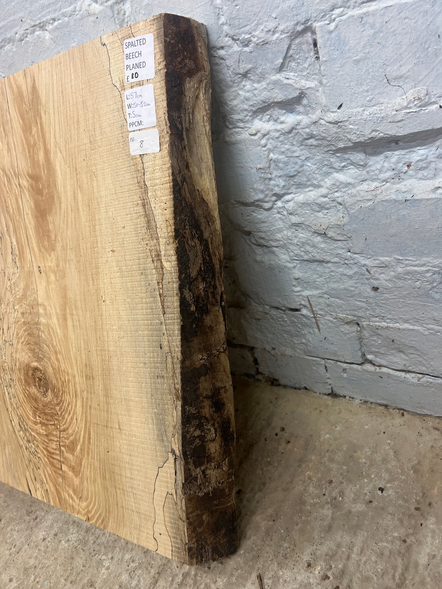 Spalted Beech No 8 - 570x500-520x50mm Planed