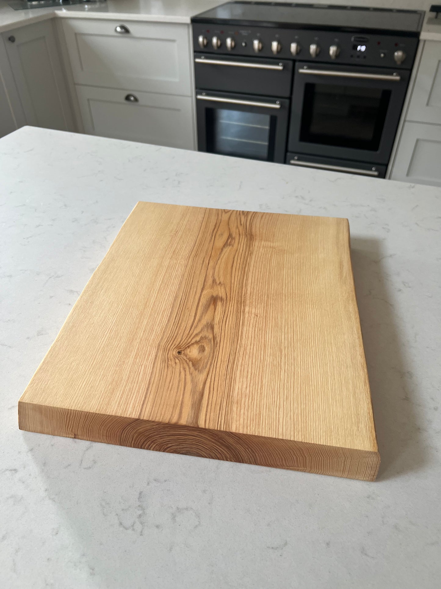 Large Solid English Olive Ash Hand Made Kitchen Chopping Serving Board with Natural Live edges