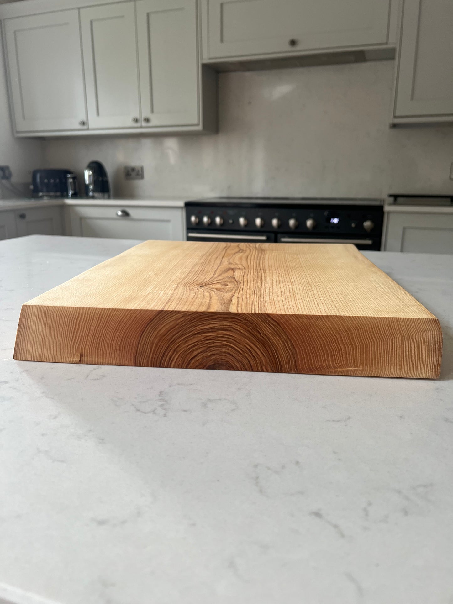 Large Solid English Olive Ash Hand Made Kitchen Chopping Serving Board with Natural Live edges
