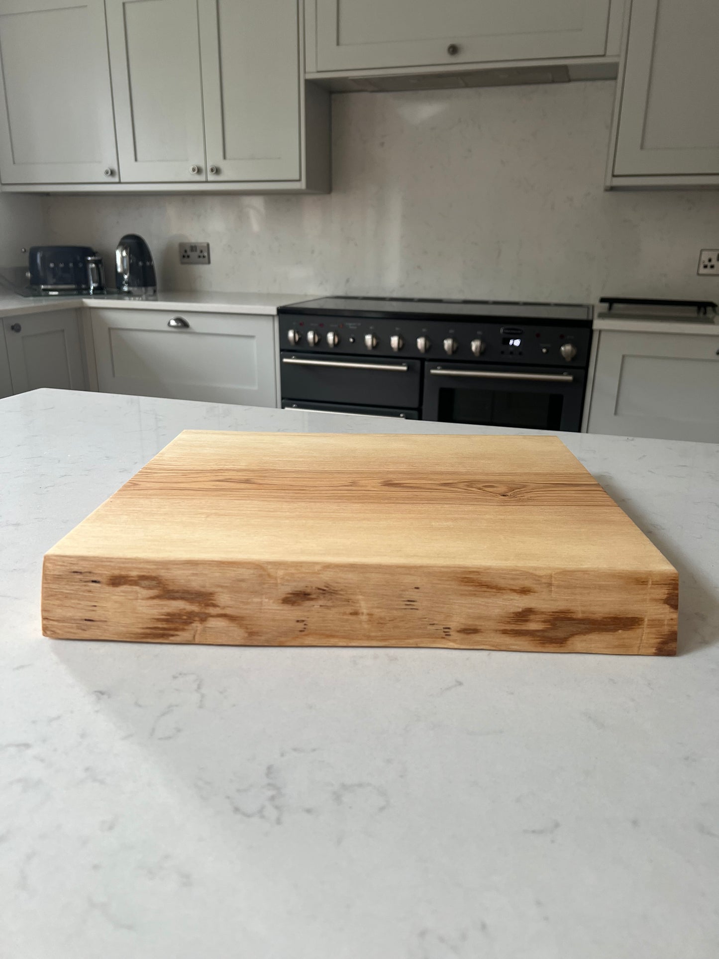 Large Solid English Olive Ash Hand Made Kitchen Chopping Serving Board with Natural Live edges