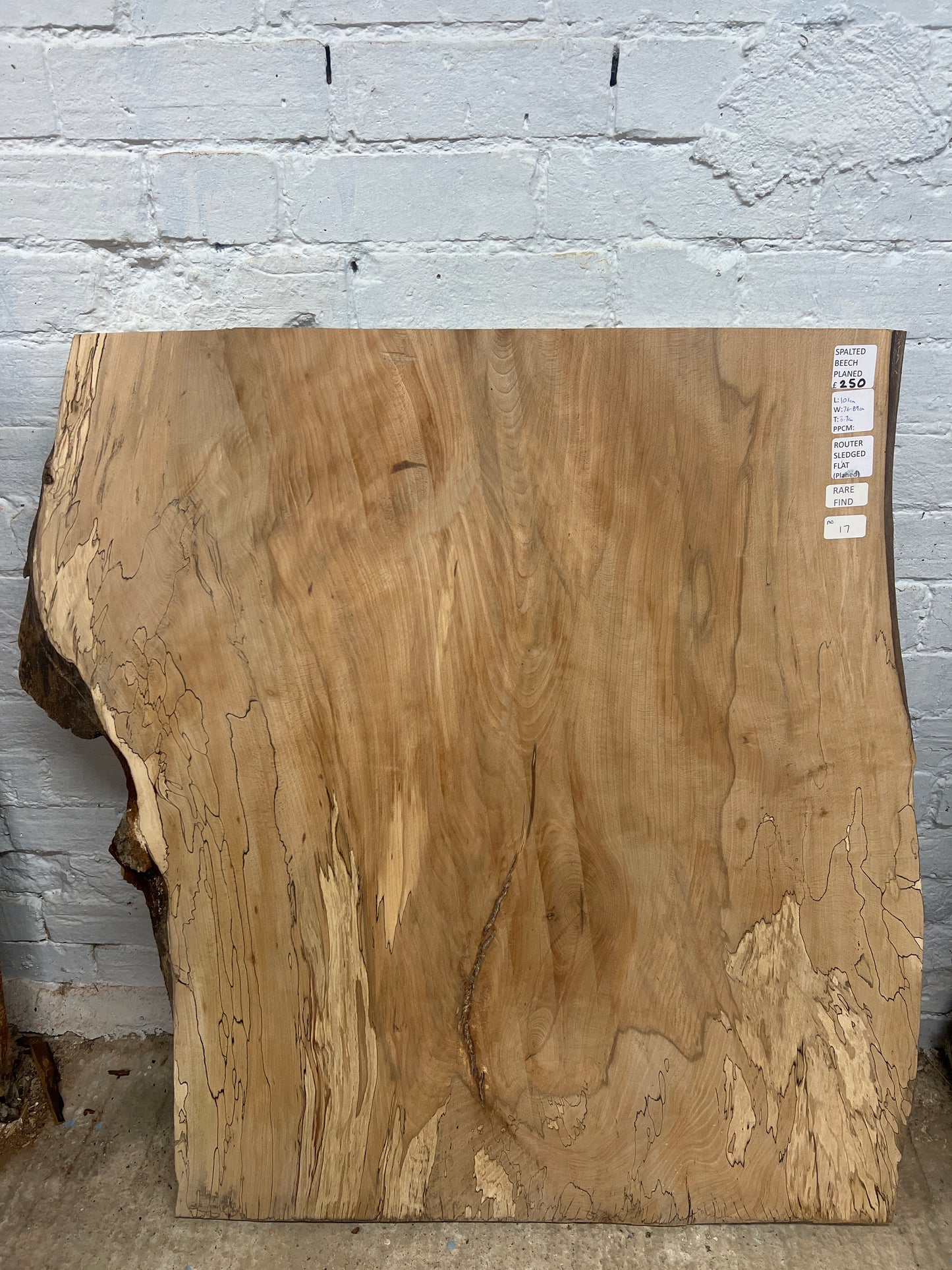 Spalted beech No 17 - 1010x760-890x37mm Planed