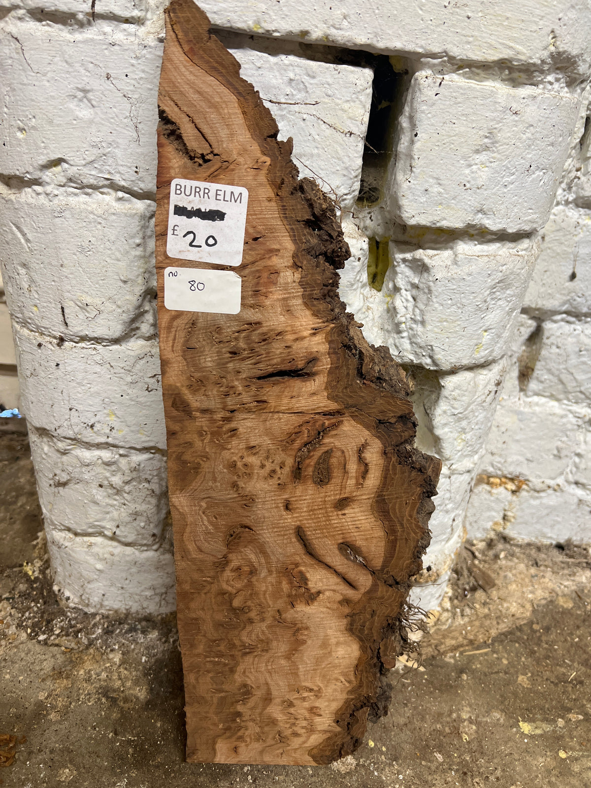Burr Elm No 80 - 430x150x25mm Sawn