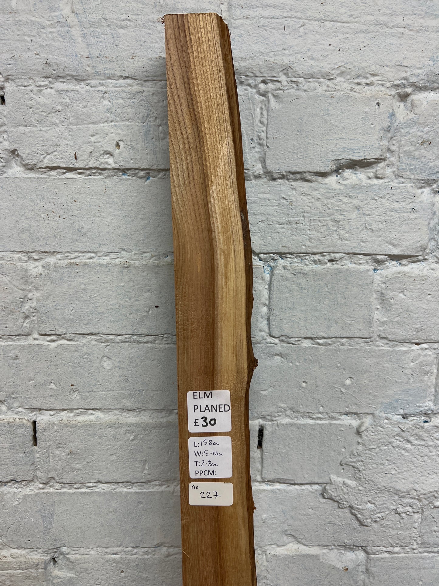 Elm No 227 - 1580x50-100x28mm Planed