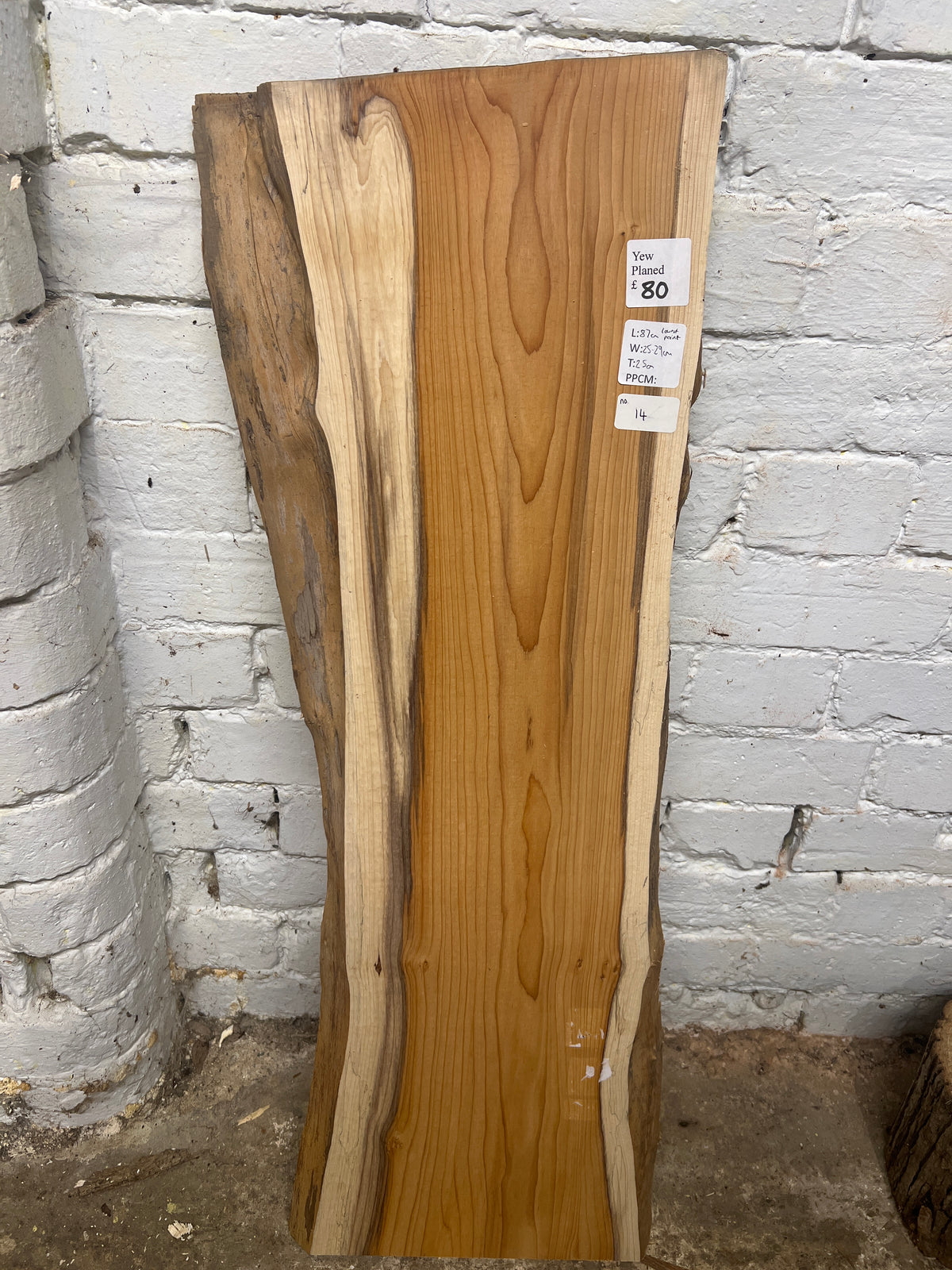 Yew No 14 - 870x250-290x25mm Planed