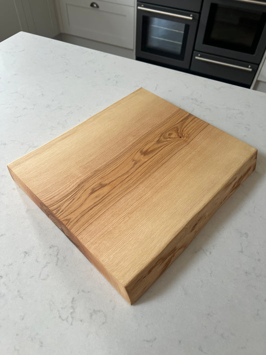 Large Solid English Olive Ash Hand Made Kitchen Chopping Serving Board with Natural Live edges