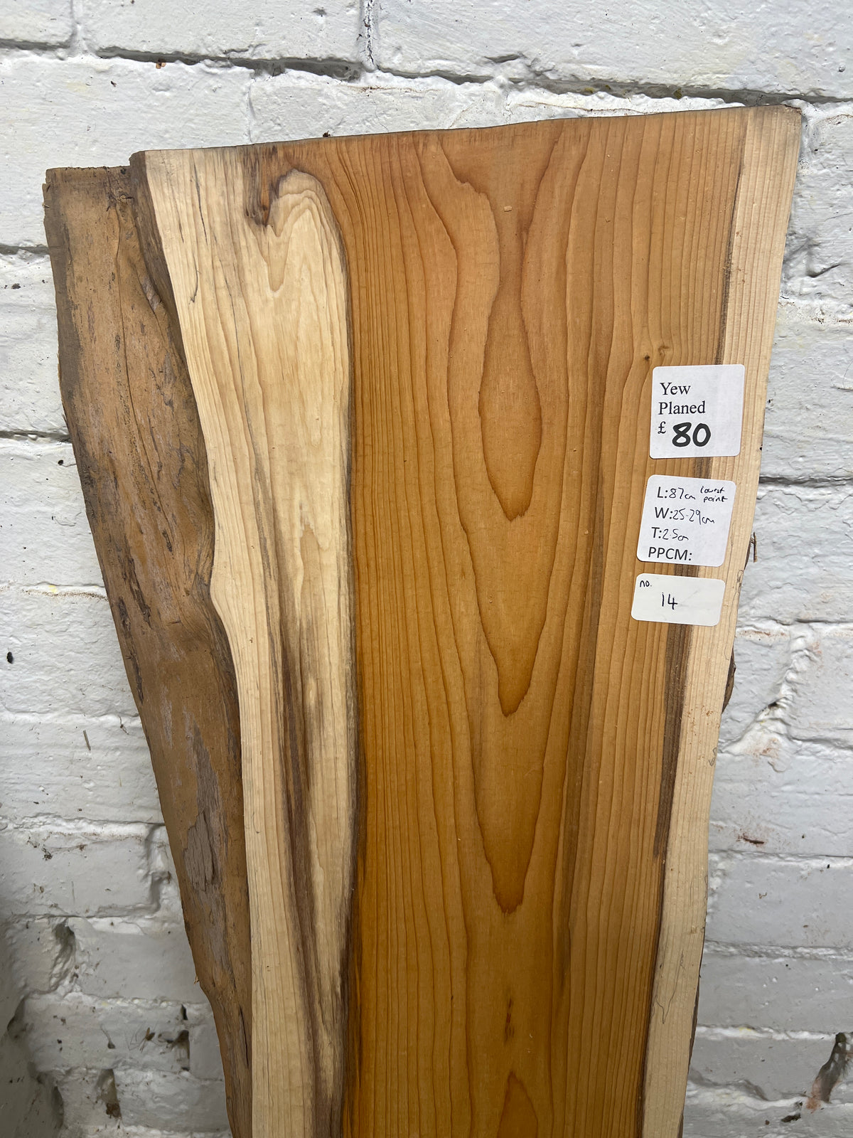 Yew No 14 - 870x250-290x25mm Planed