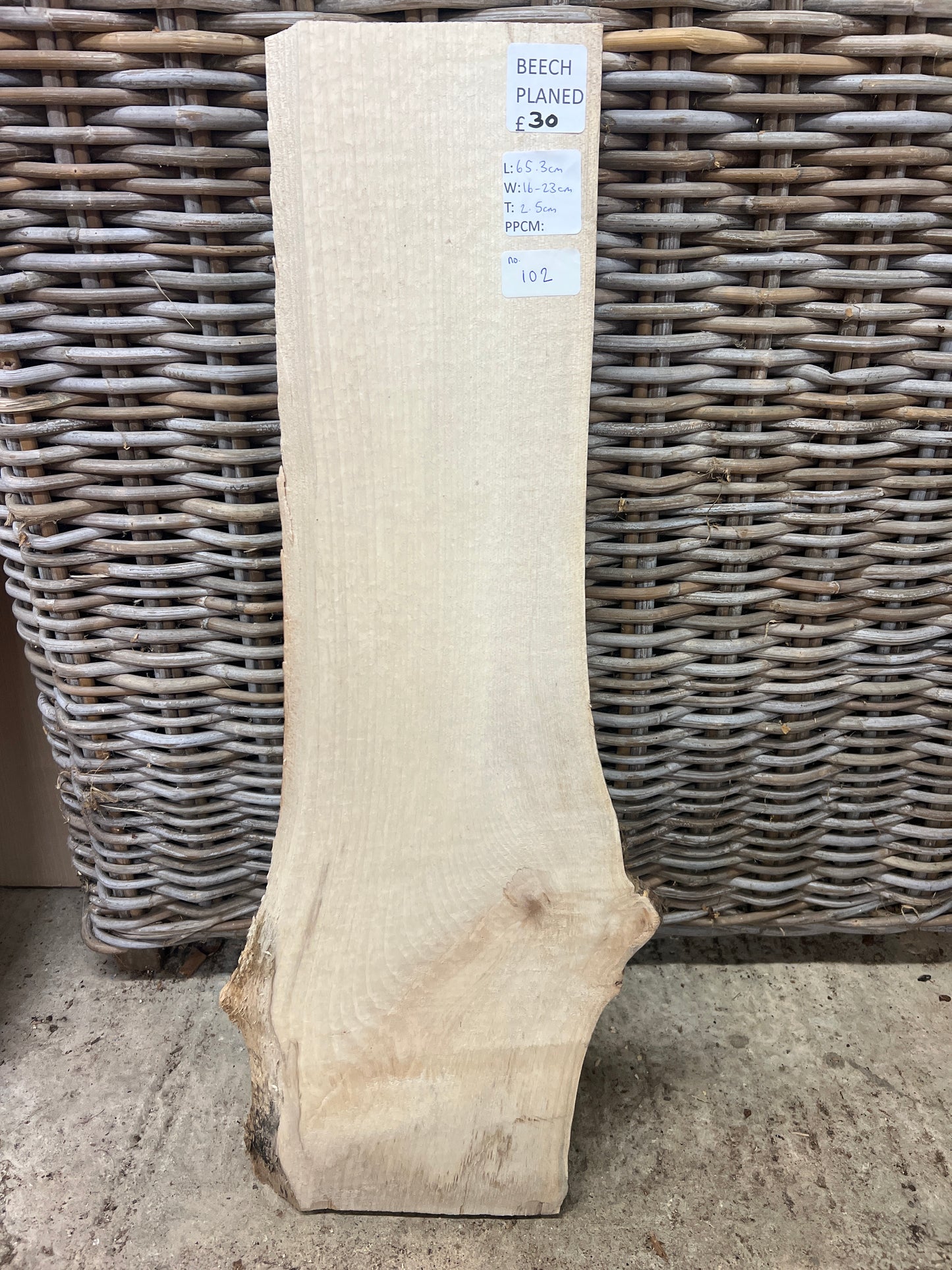 Beech No 96 - 653x160-230x25mm Planed