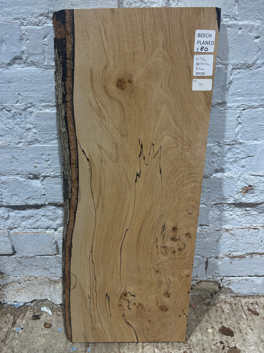 Spalted Beech No 71 - 750x300-310x30mm Planed
