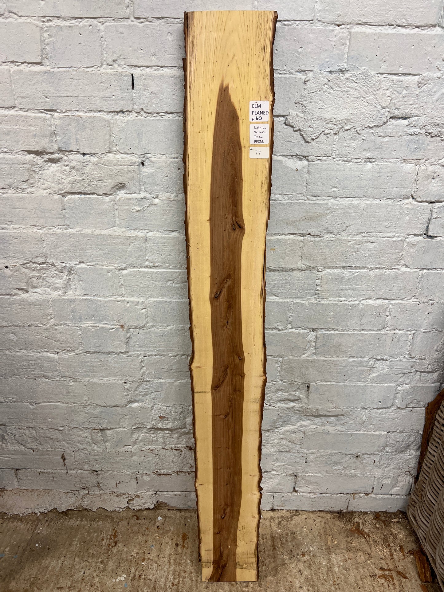 Elm No 77 - 1325x140-170x25mm Planed