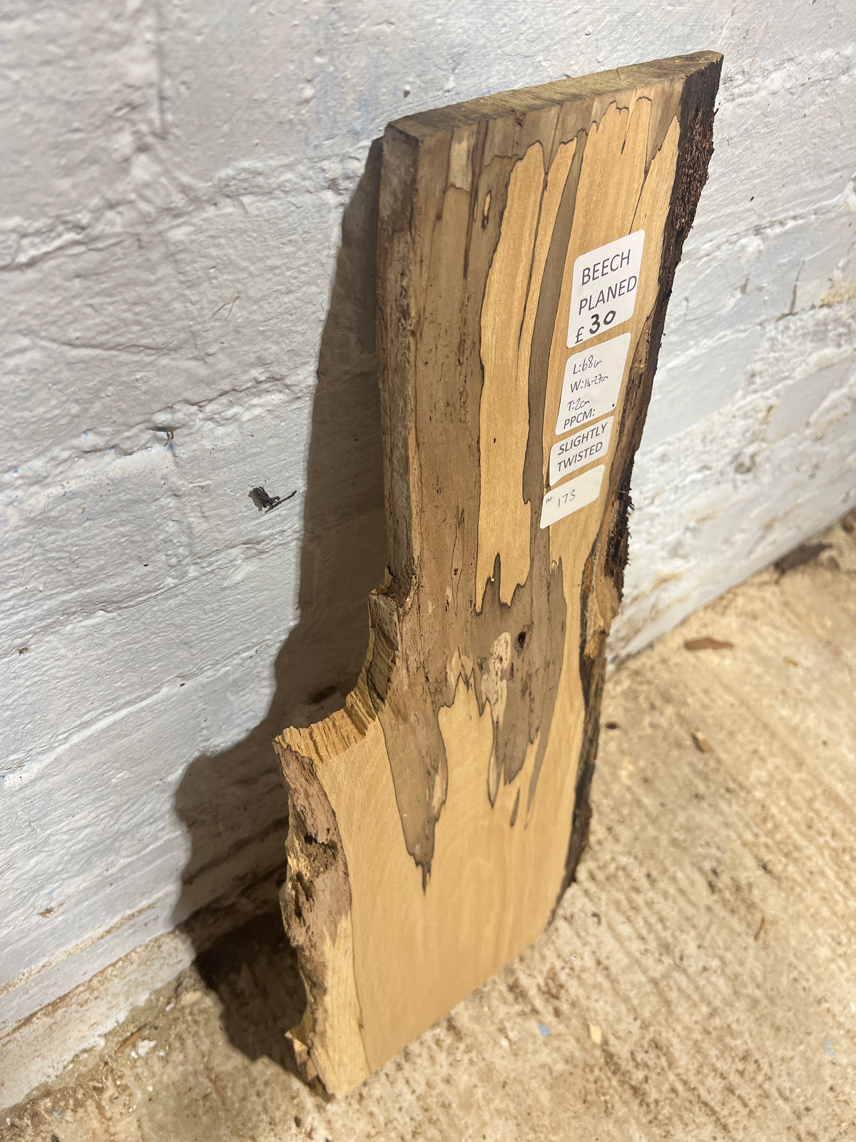 Spalted Beech No 173 - 680x140-270x20mm Planed