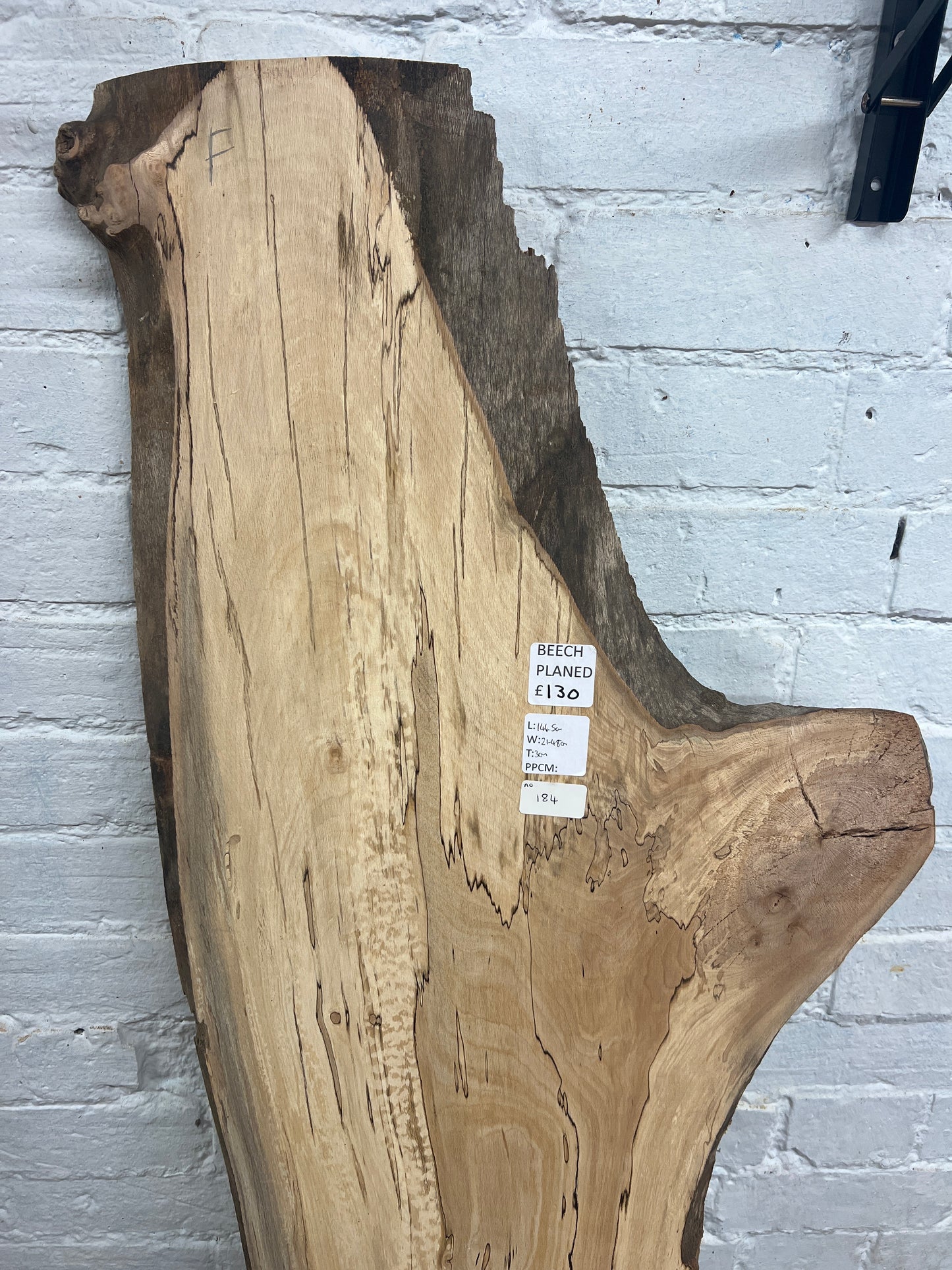 Spalted Beech No 184 - 1445x210-480x30mm Planed