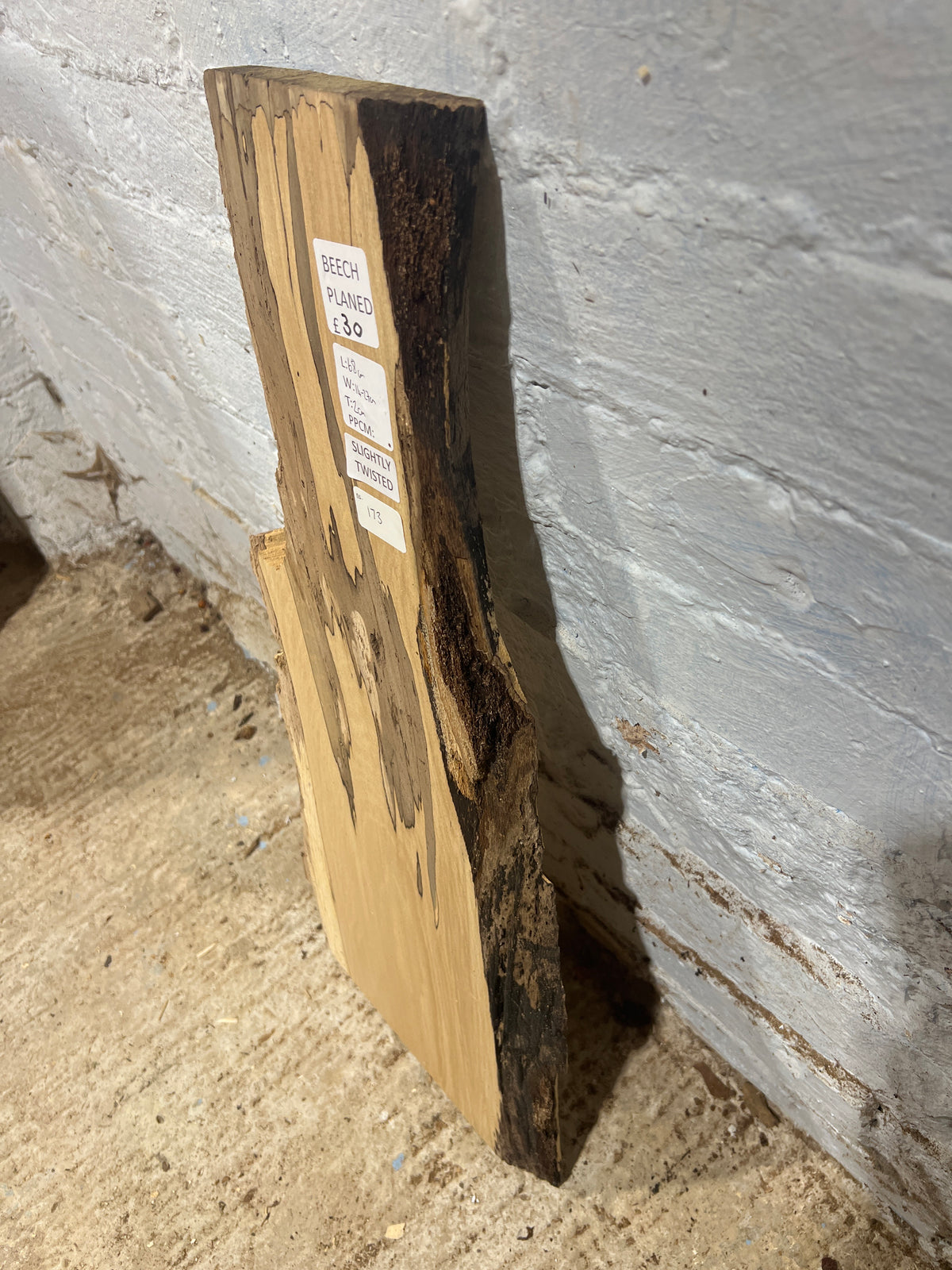 Spalted Beech No 173 - 680x140-270x20mm Planed