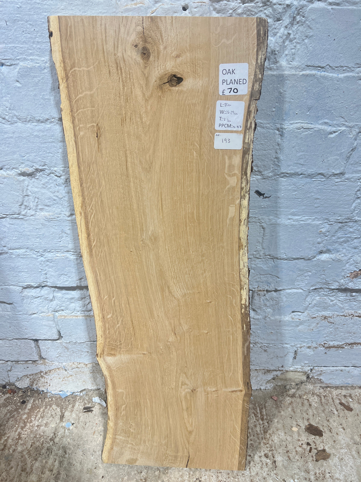 Oak No 193 - 800x260-290x33mm Planed