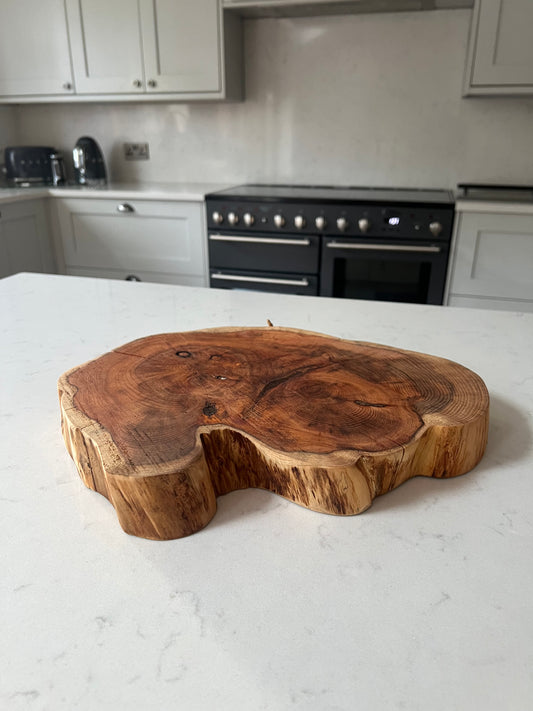 Large Solid English Yew Hand Made Kitchen table centrepiece Board Natural live edges