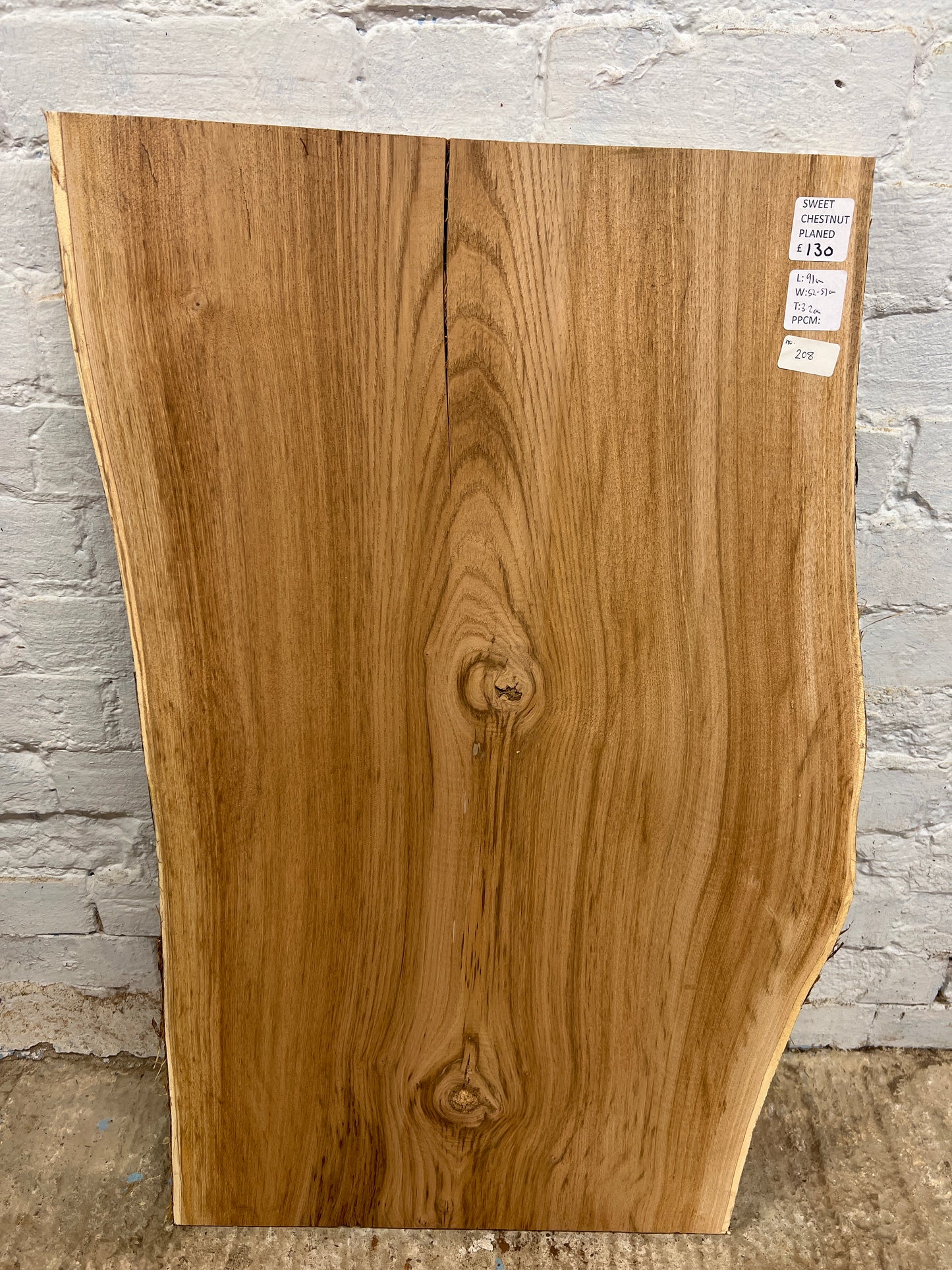 Sweet Chestnut No 208 - 910x520-570x32mm Planed