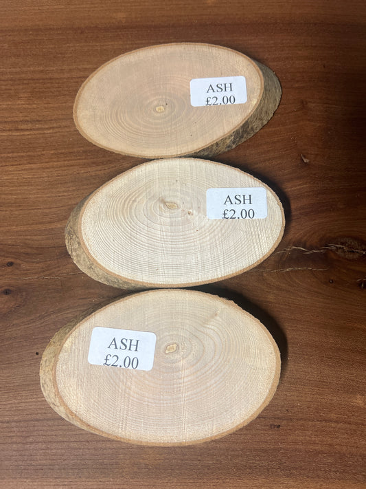 Ash rounds £2 - 140x85x15mm Sawn