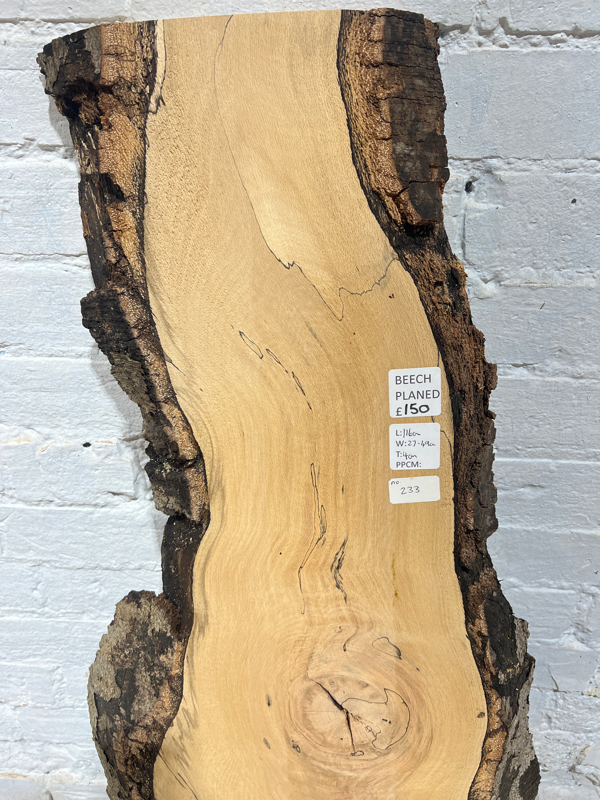 Spalted Beech No 233 - 1160x270-490x40mm Planed