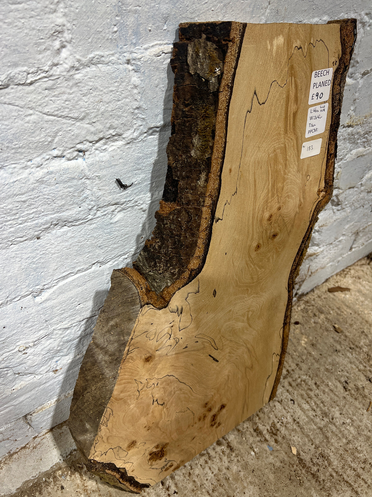 Spalted Beech No 183 - 660x240-420x40mm Planed
