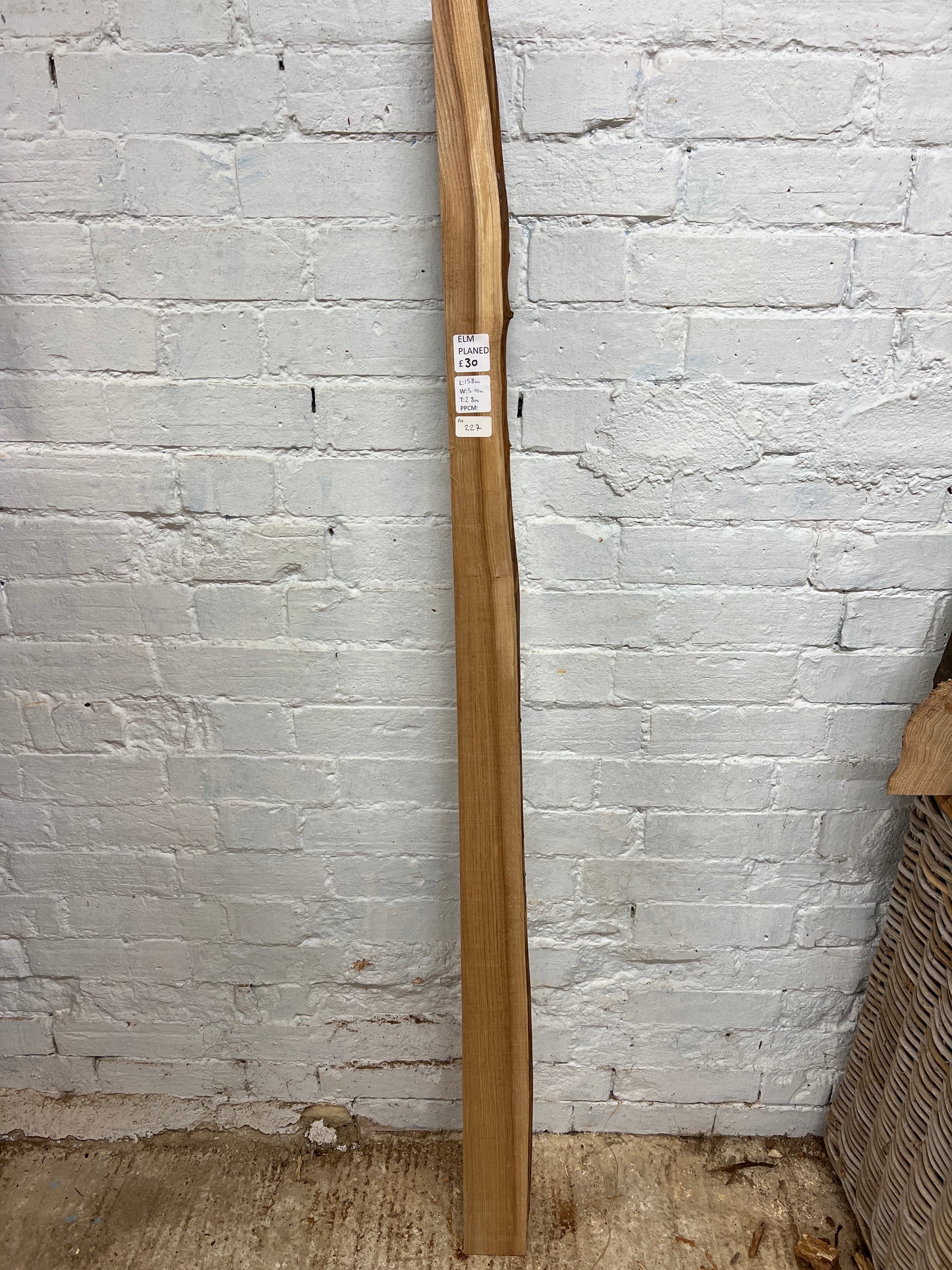 Elm No 227 - 1580x50-100x28mm Planed