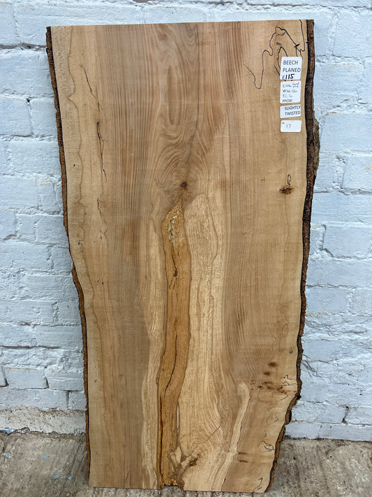 Spalted beech No 17 - 1100x460-520x27mm Planed