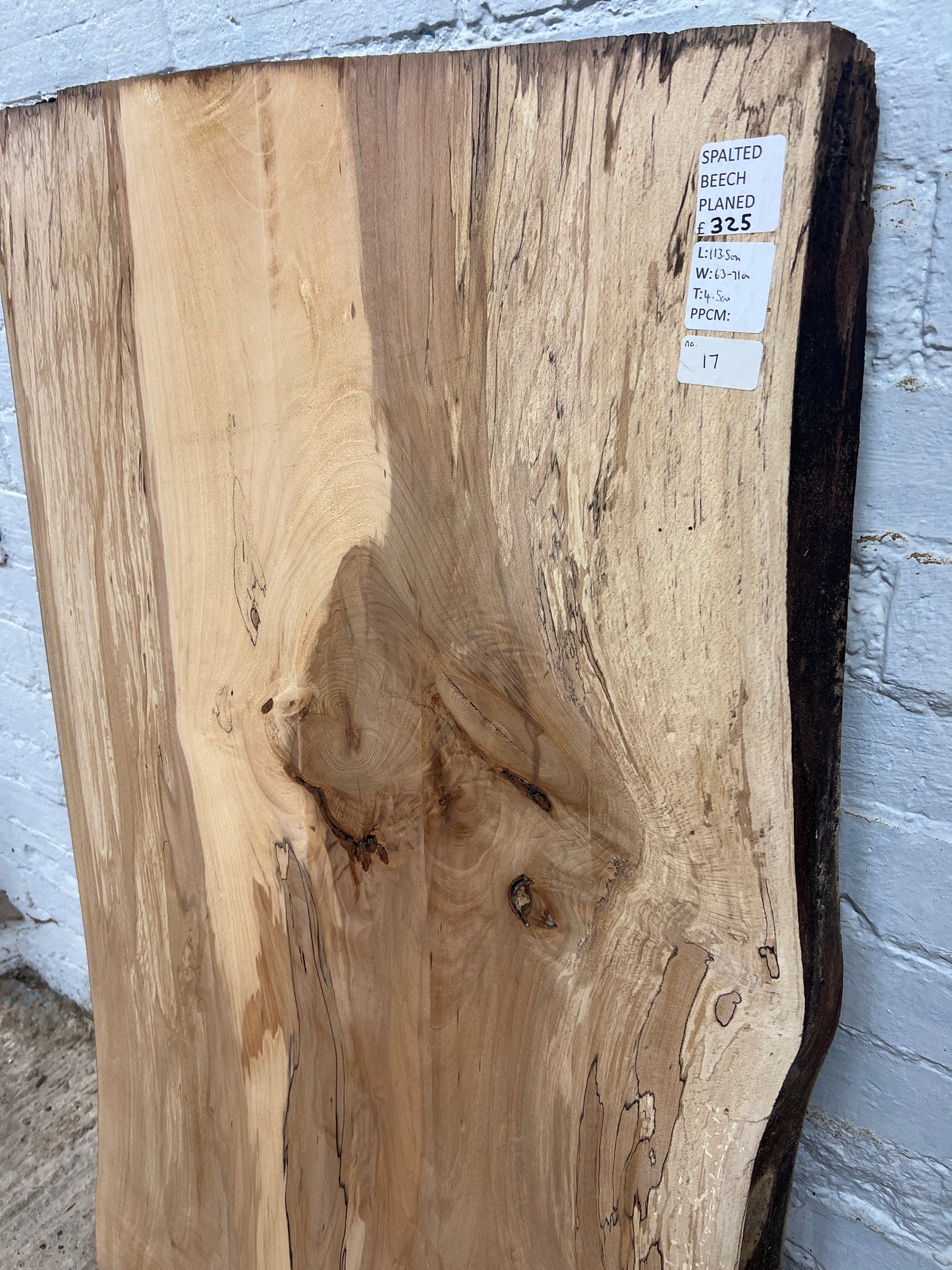 Spalted beech No 17 - 1135x630-710x45mm Planed