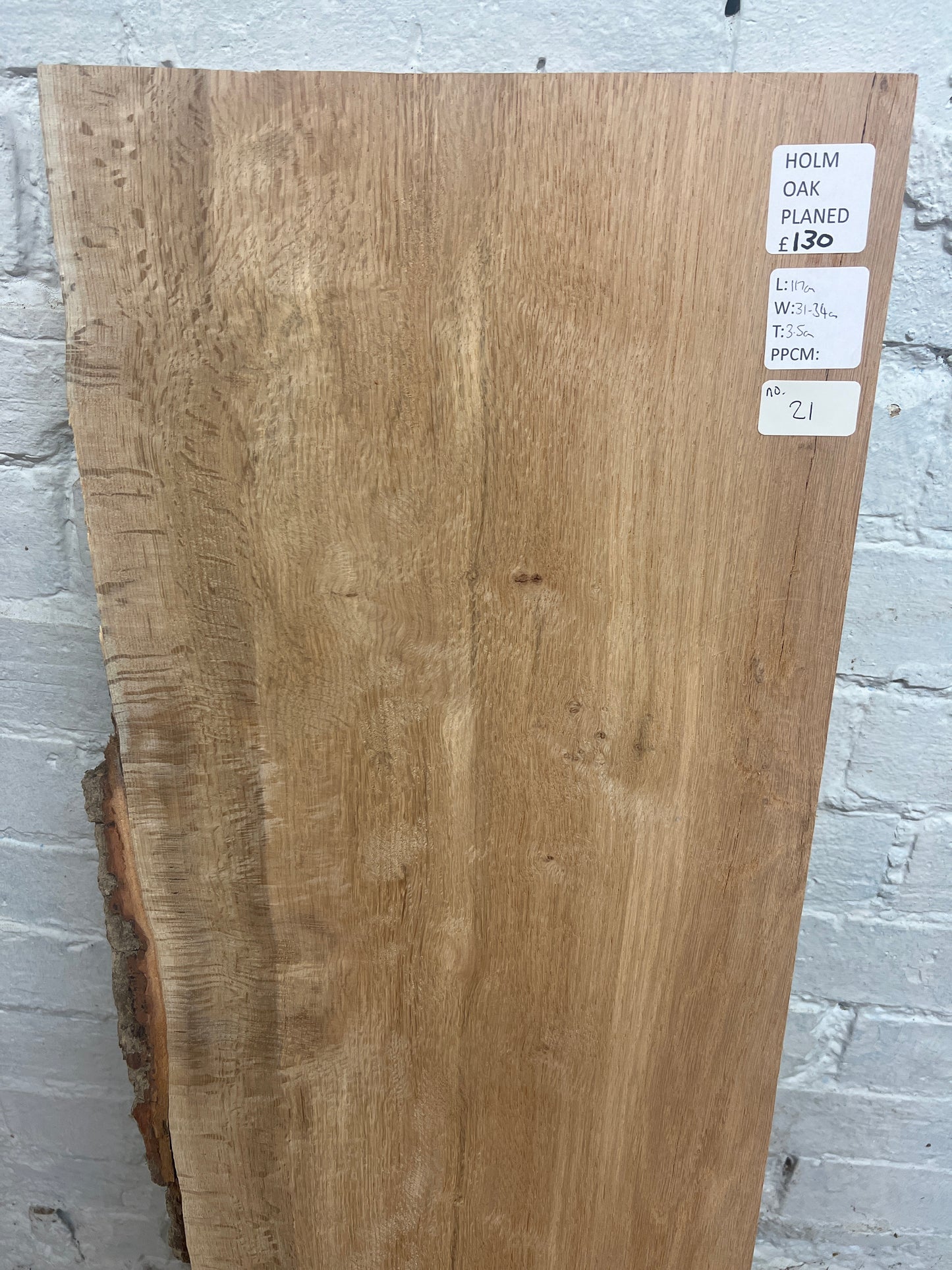 Holm Oak No 21 - 1170x310-340x35mm Planed
