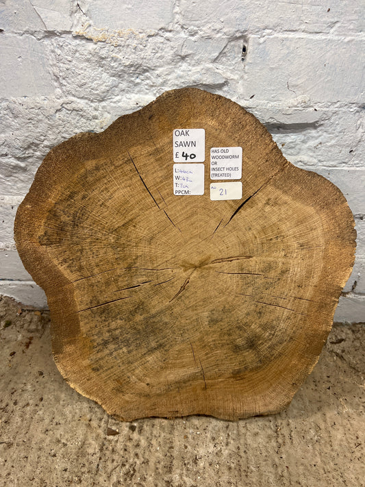 Oak round- 440x430x70mm Sawn