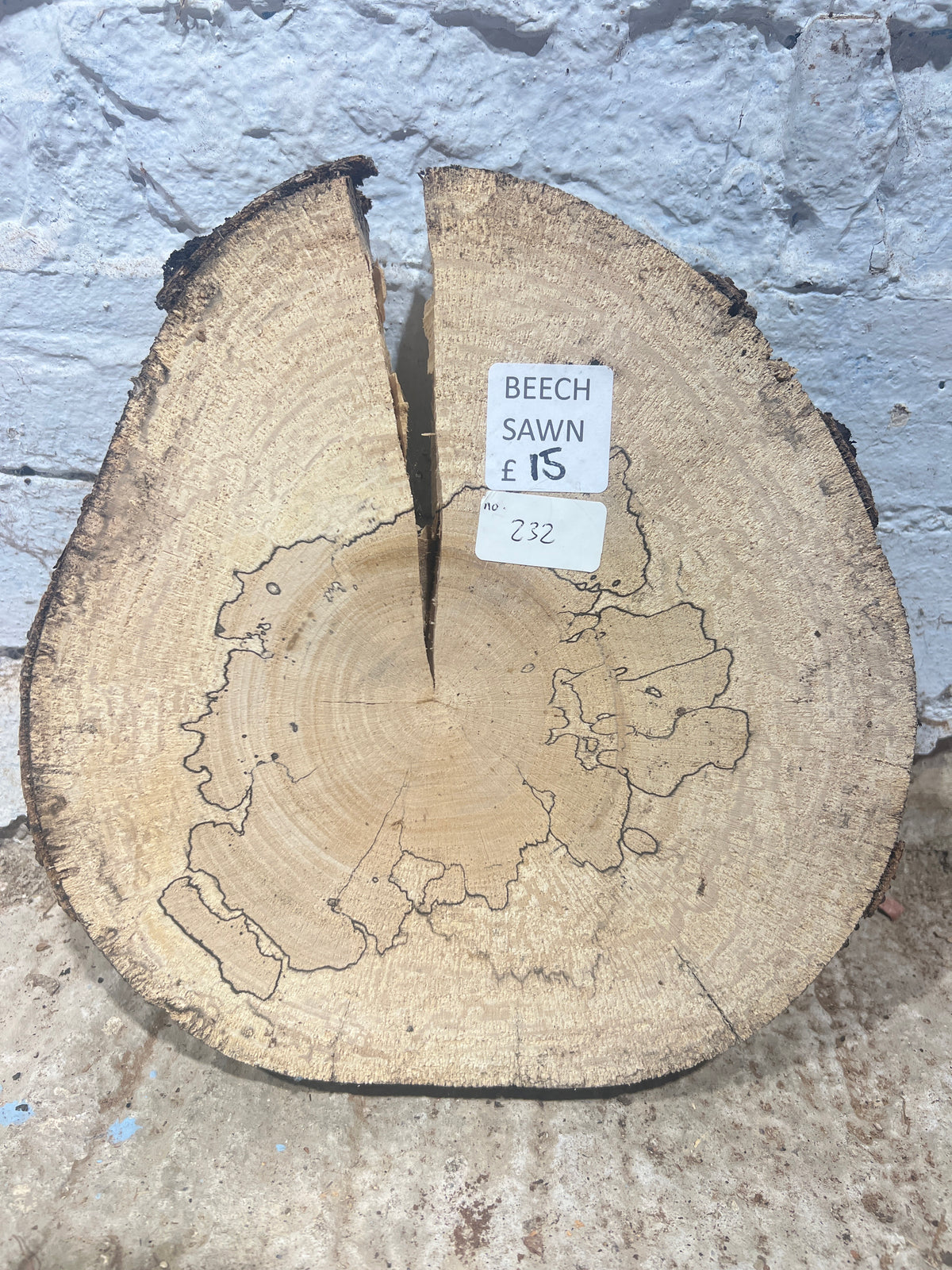 Spalted Beech Round No 232 - 280x280x45mm Sawn