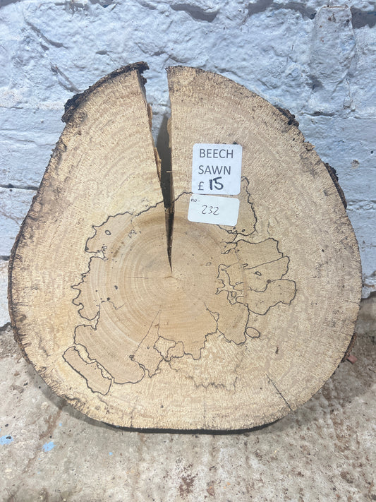 Spalted Beech Round No 232 - 280x280x45mm Sawn