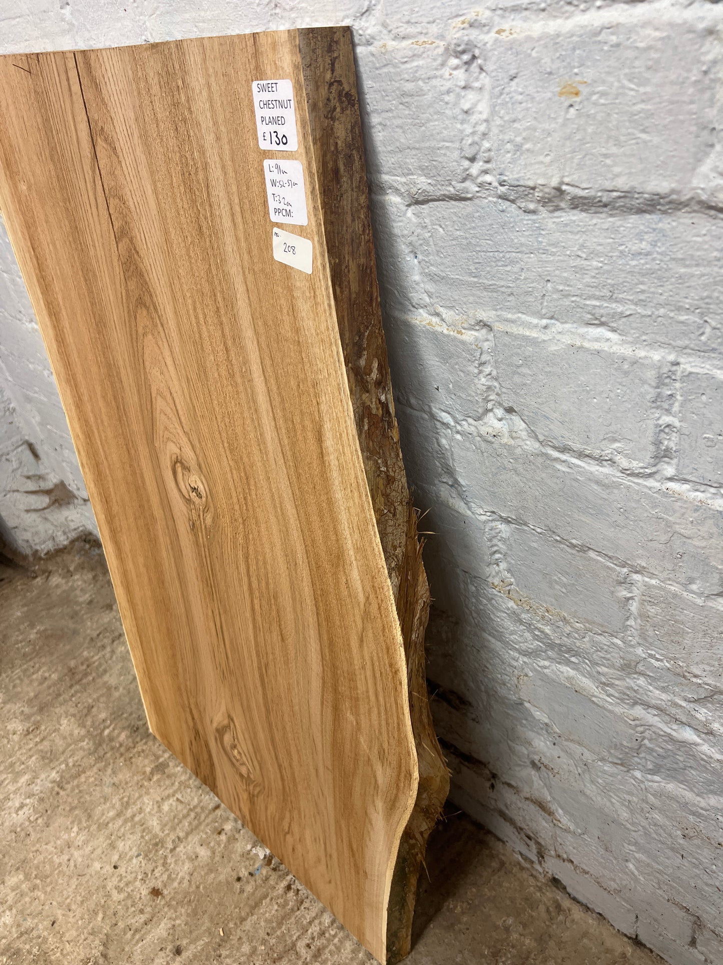 Sweet Chestnut No 208 - 910x520-570x32mm Planed