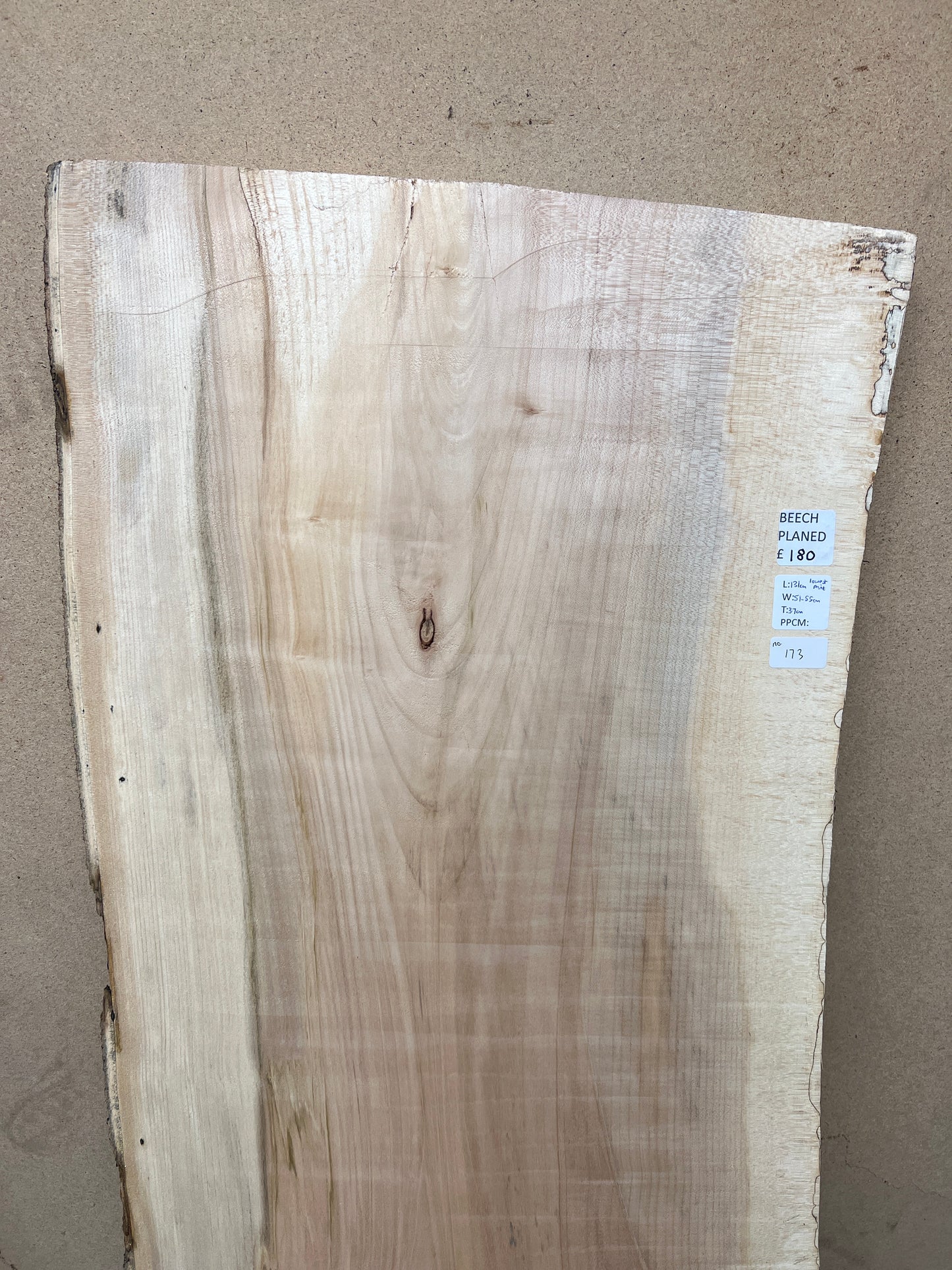 Beech No 173 - 1310x510-550x37mm Planed