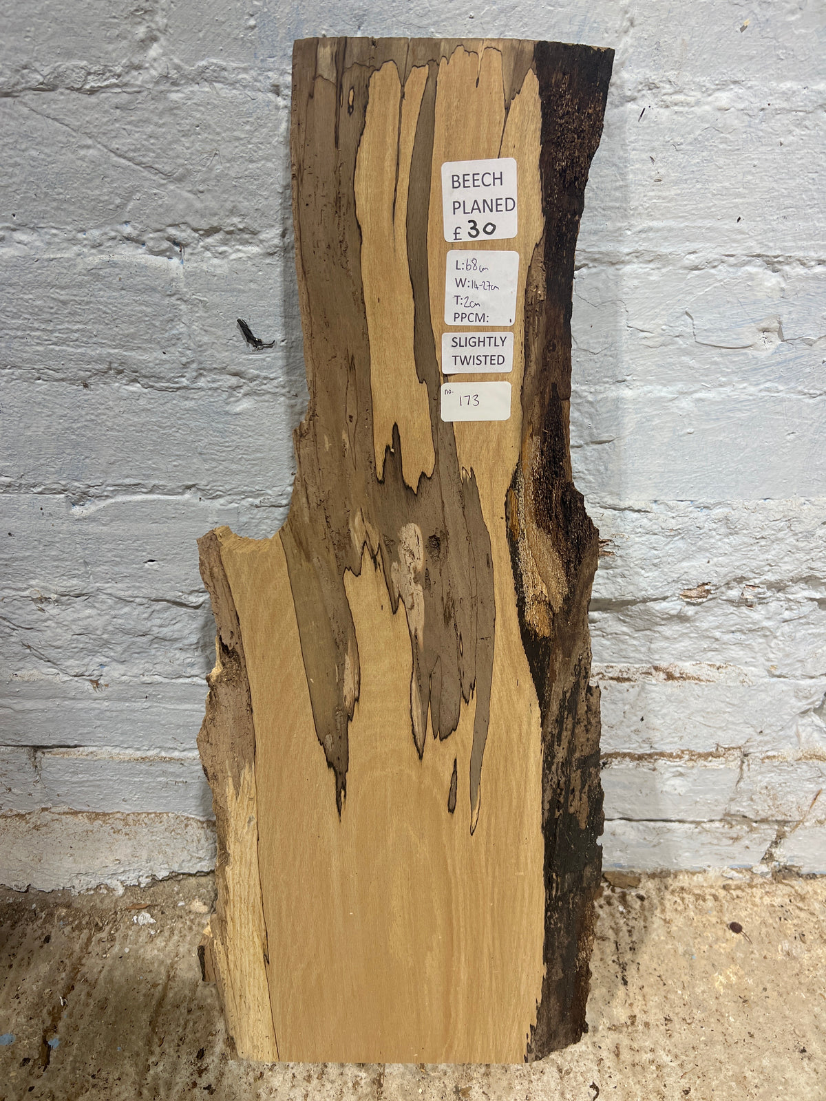 Spalted Beech No 173 - 680x140-270x20mm Planed
