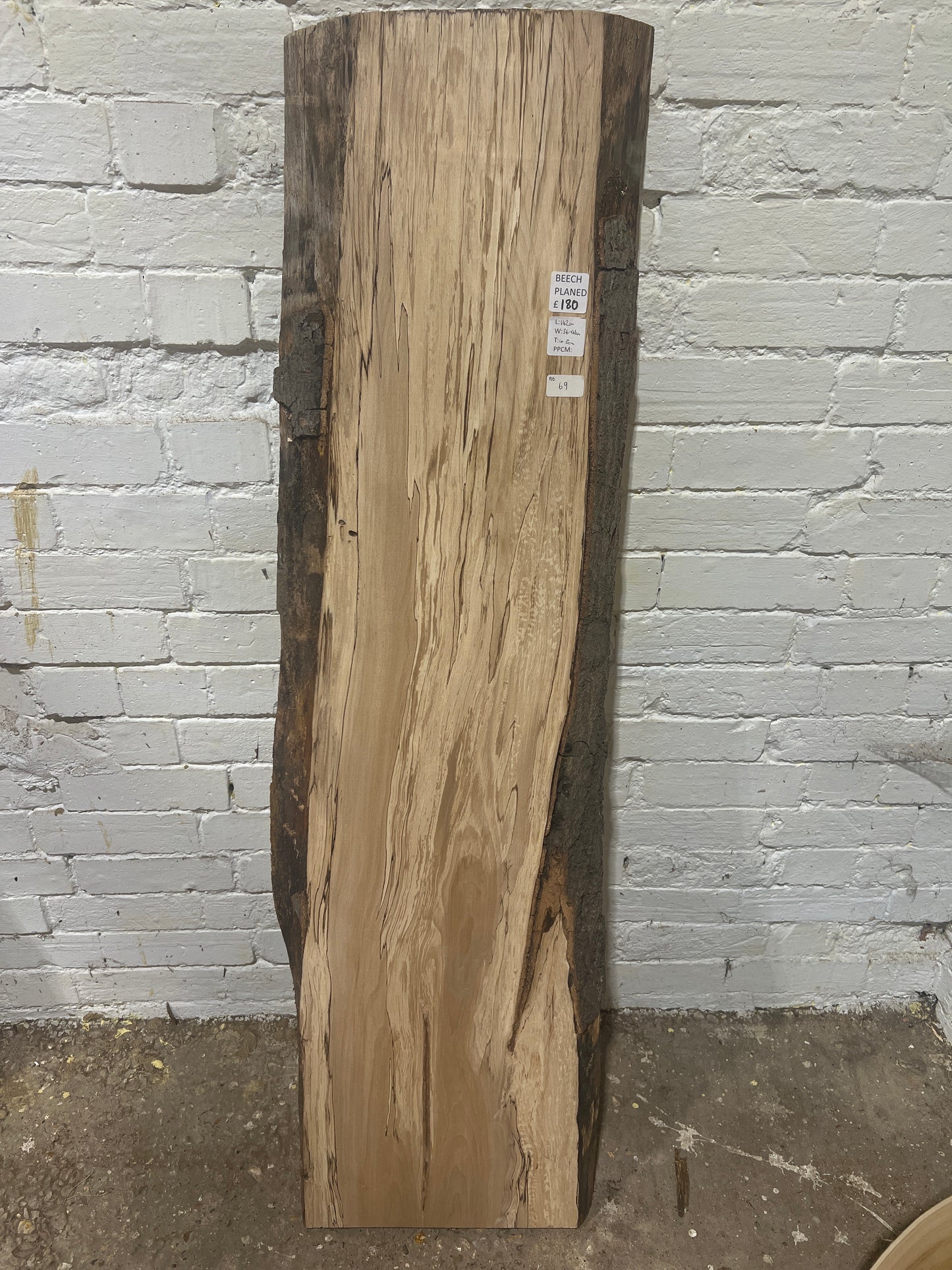 Spalted Beech No 69 - 1420x360-410x43mm Planed