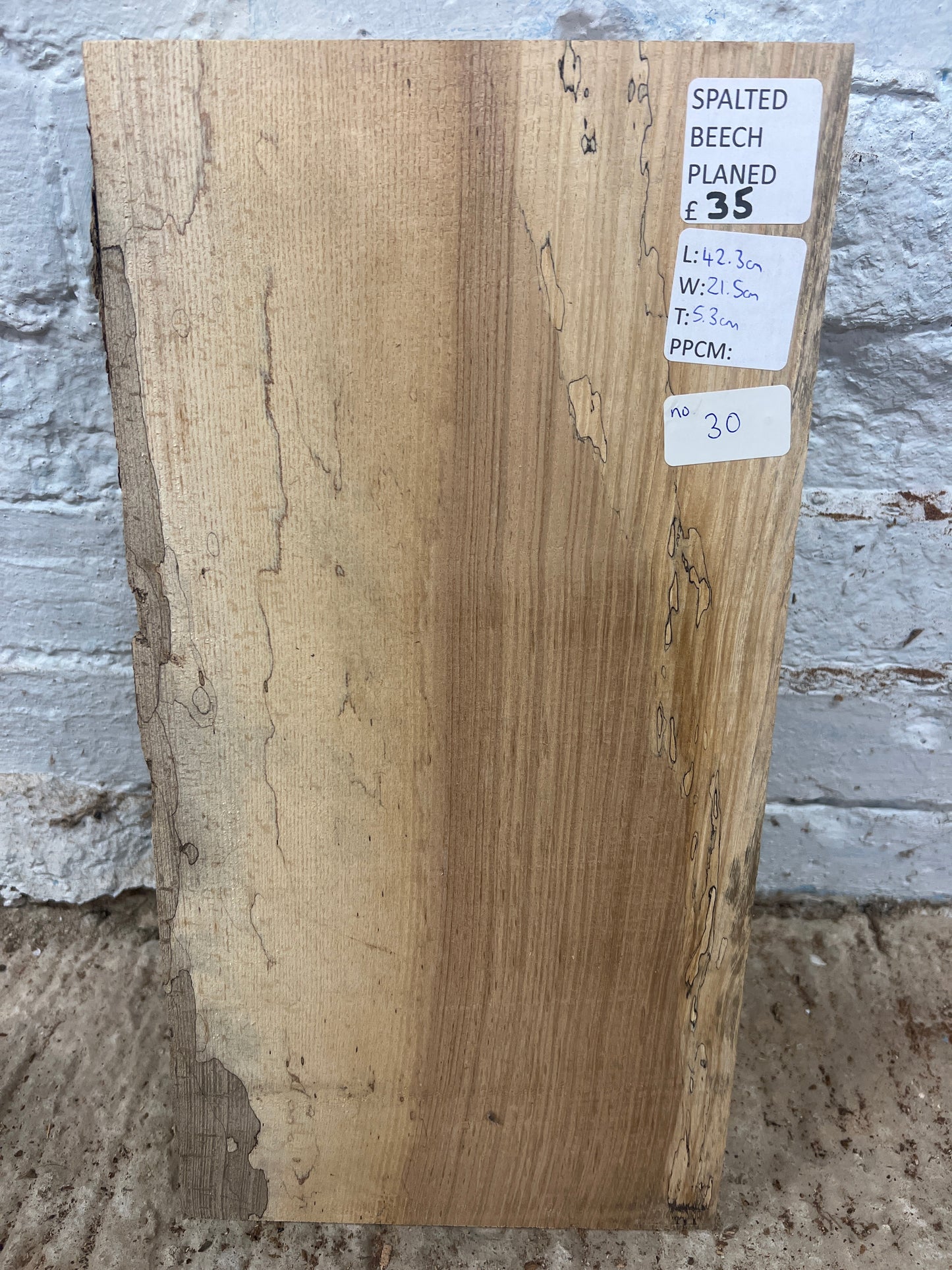 Spalted Beech No 30- 423x215x53mm Planed