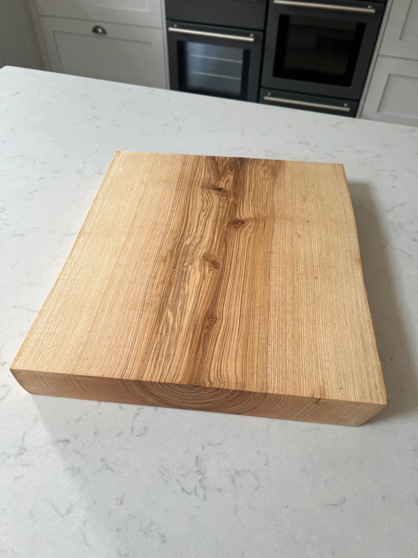 Large Solid English Olive Ash Hand Made Kitchen Chopping Serving Board with Natural Live edges