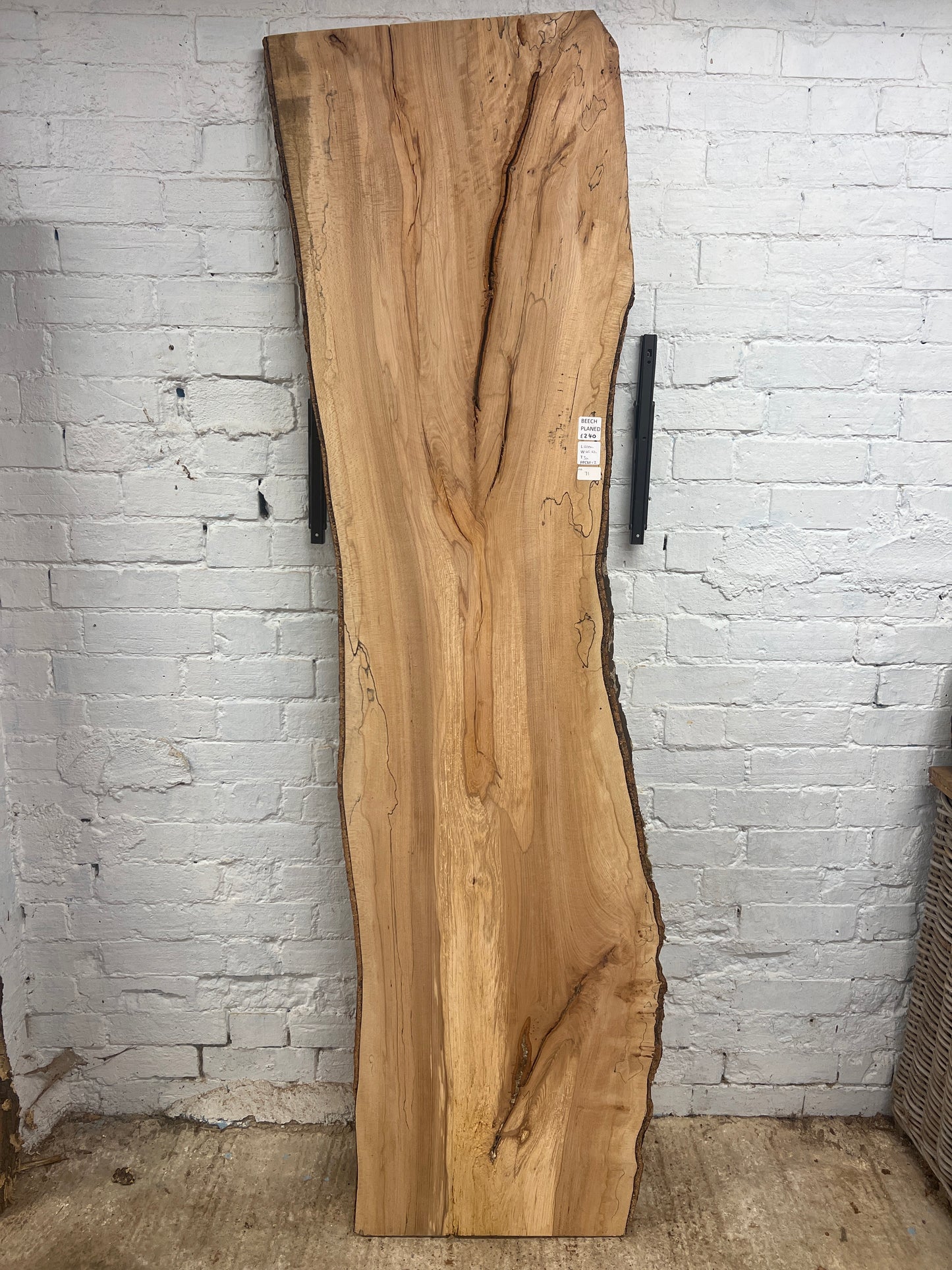 Spalted Beech No 71 - 2000x450-520x30mm Planed