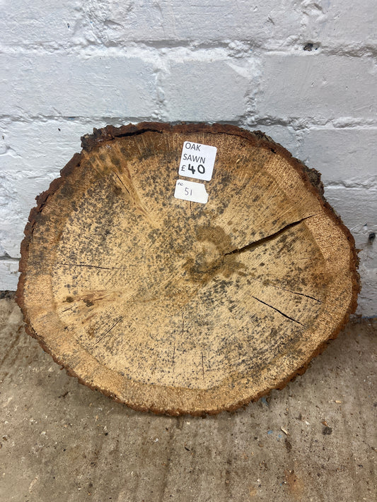 Oak Round No 51 - 350x400x80mm Sawn