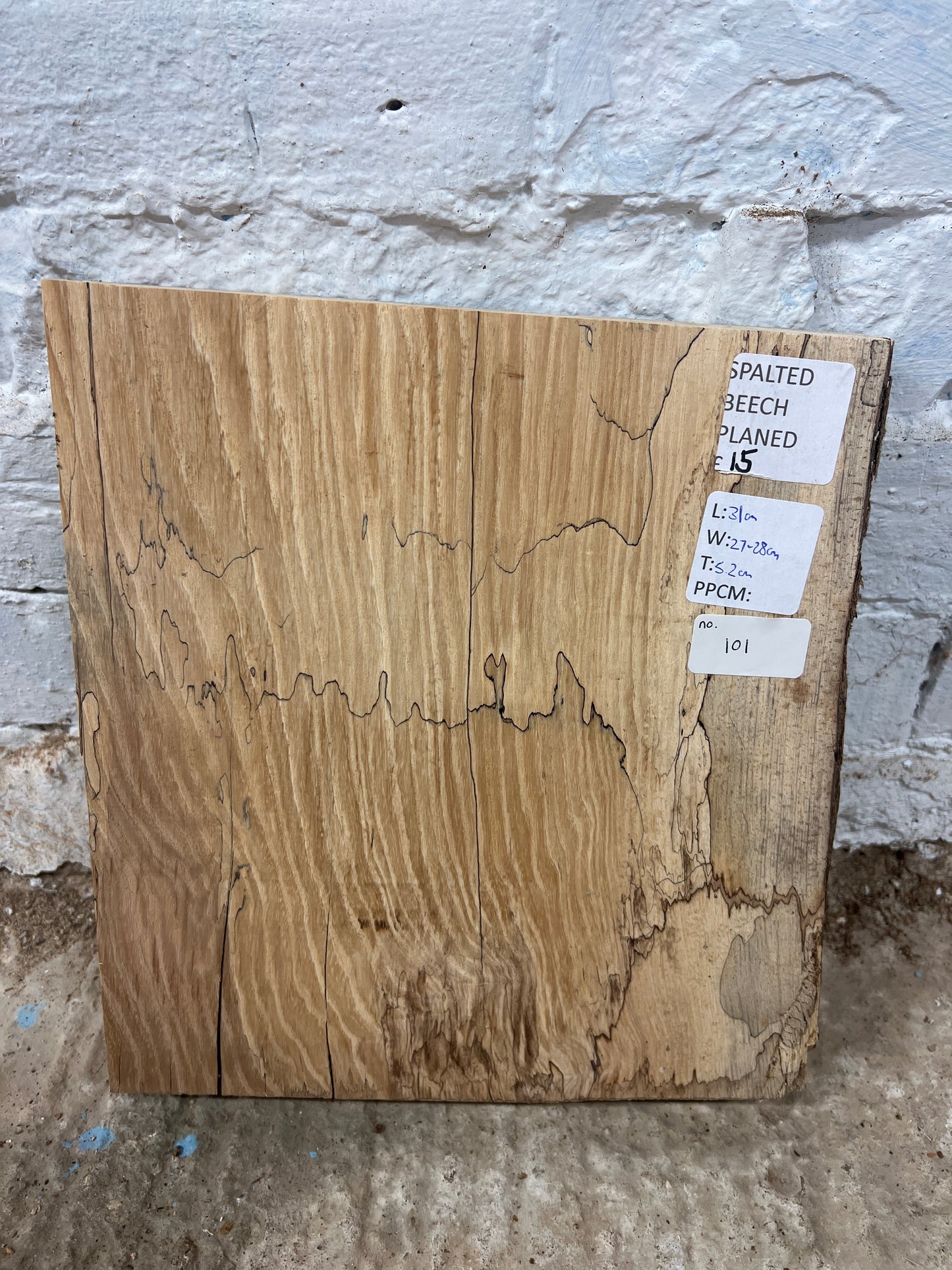 Spalted Beech No 101 - 320x270-280x52mm Planed