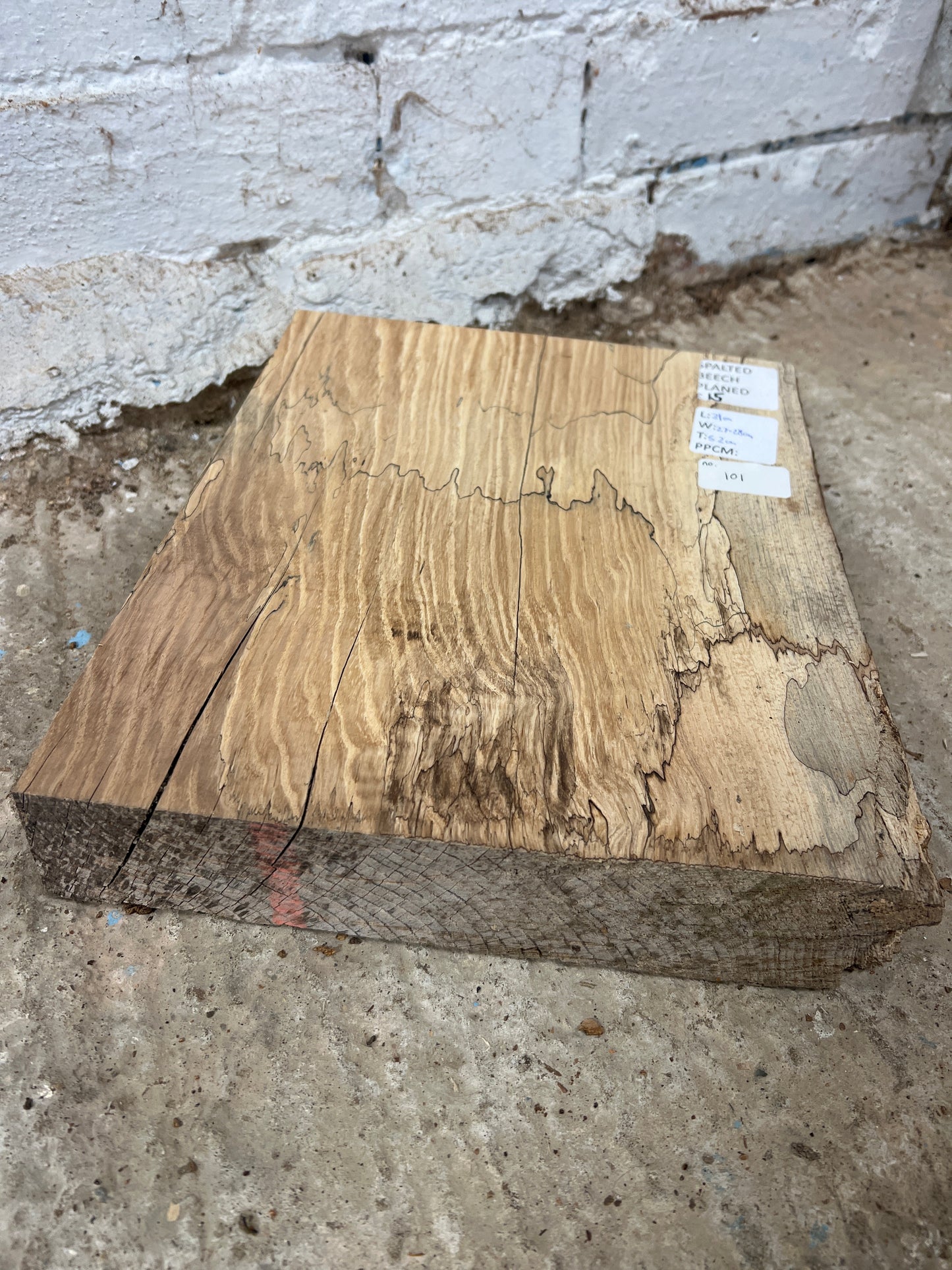 Spalted Beech No 101 - 320x270-280x52mm Planed