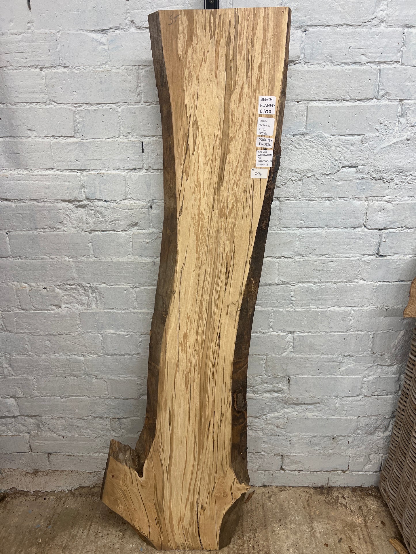 Spalted Beech No 204 - 1480x260-450x35mm Planed