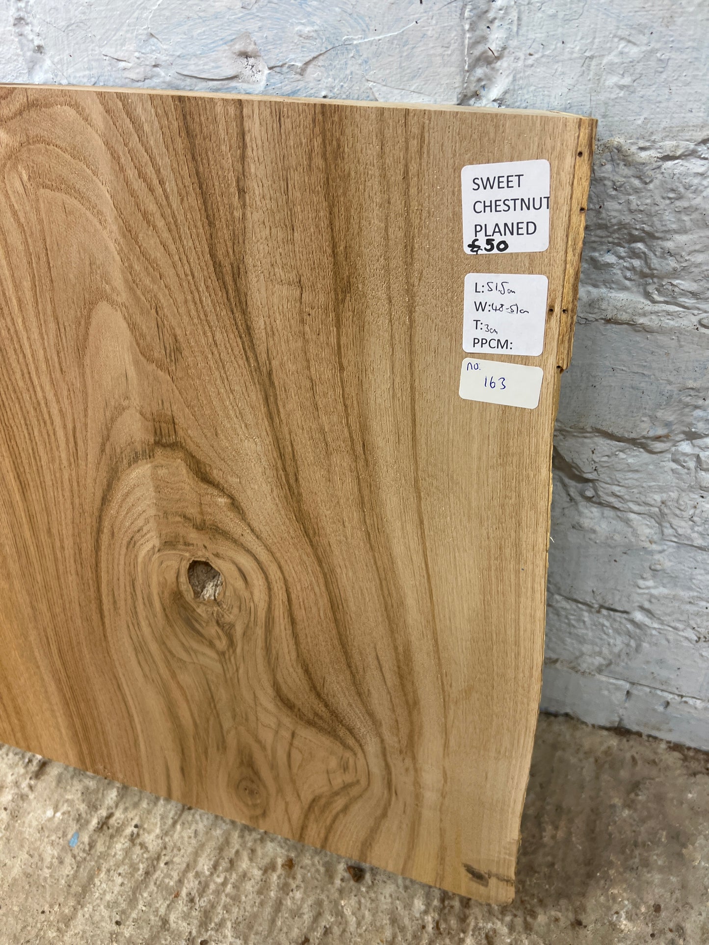 Sweet Chestnut No 163 - 515x480-570x30mm Planed
