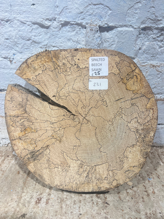 Spalted Beech Round No 231 - 290x300x50mm Sawn
