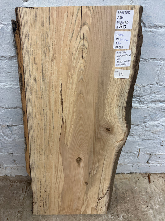 Spalted Ash No 65 - 700x290-320x30mm Planed
